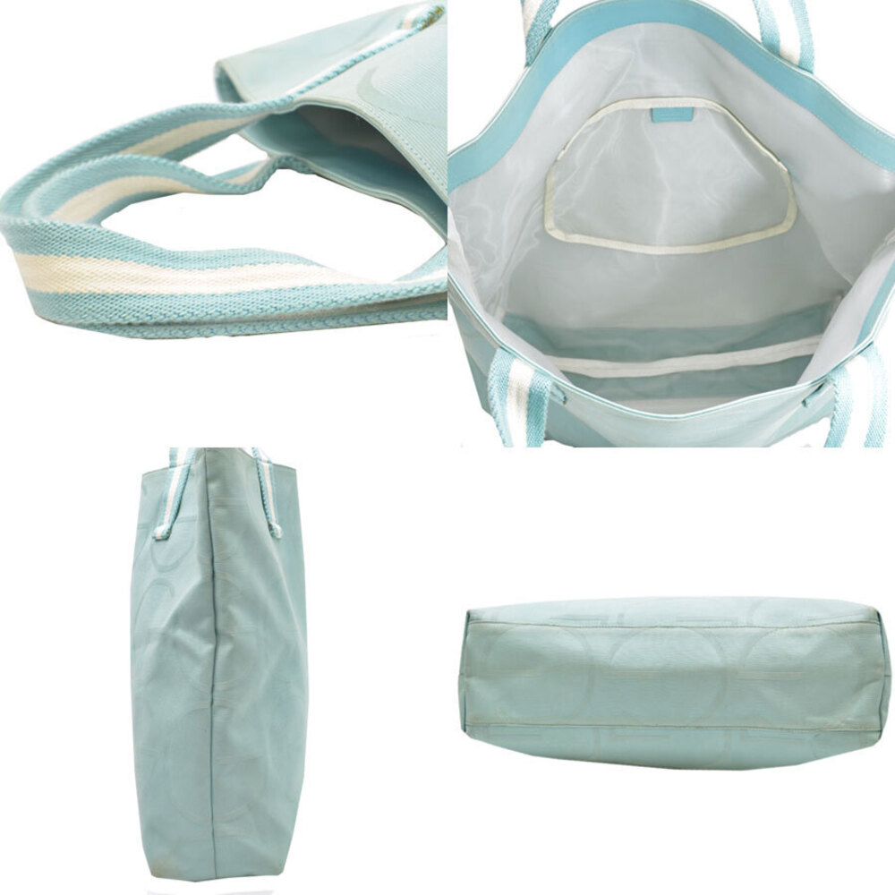 Gucci blue tote white shoulder bag canvas leather